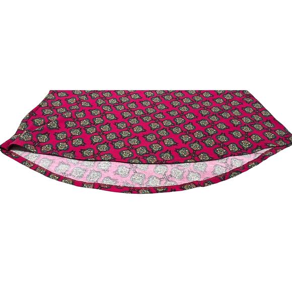 LULAROE SHORT SLEEVE PULL-OVER TOP, WOMENS, M, CRANBERRY & GREEN ABSTRACT, Hi-LO - Picture 8 of 10